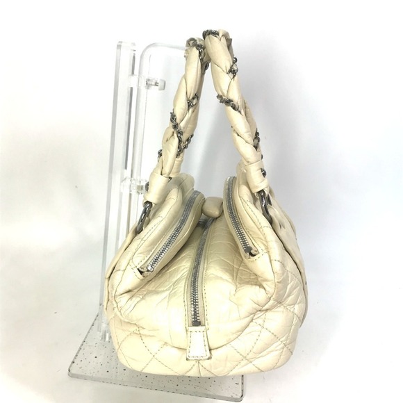 CHANEL Cream Leather Logo Boston Bag - Picture 4 of 16